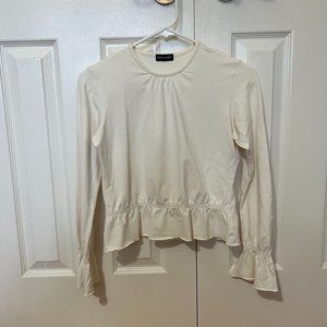 💚 2/$35 Polo cream biege long sleeve tee with ruffle detail
